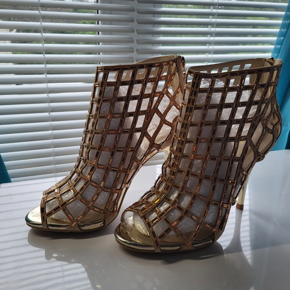 Gold Mesh Women's Ankle Boots